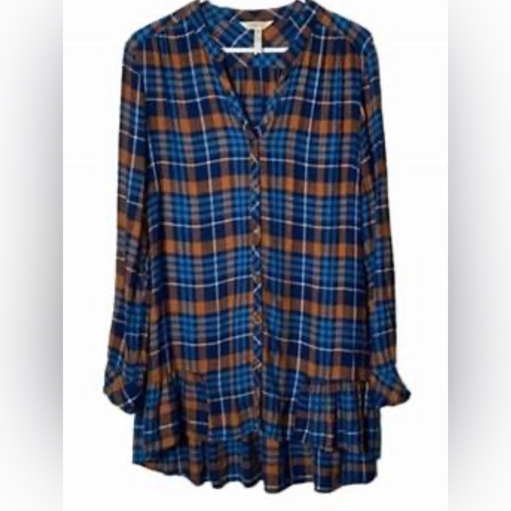 Matilda Jane Blue and Brown Plaid Tunic
